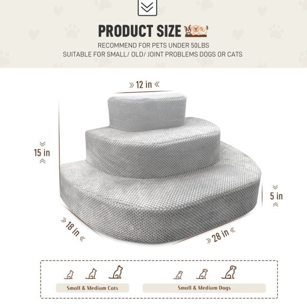 Corduroy Pet Stairs - Non-slip 3 Tiers for Easy Access - Image 4