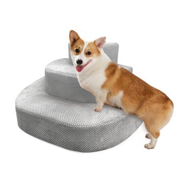 Corduroy Pet Stairs - Non-slip 3 Tiers for Easy Access