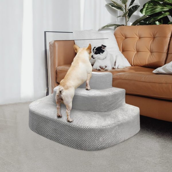 Corduroy Pet Stairs - Non-slip 3 Tiers for Easy Access - Image 9