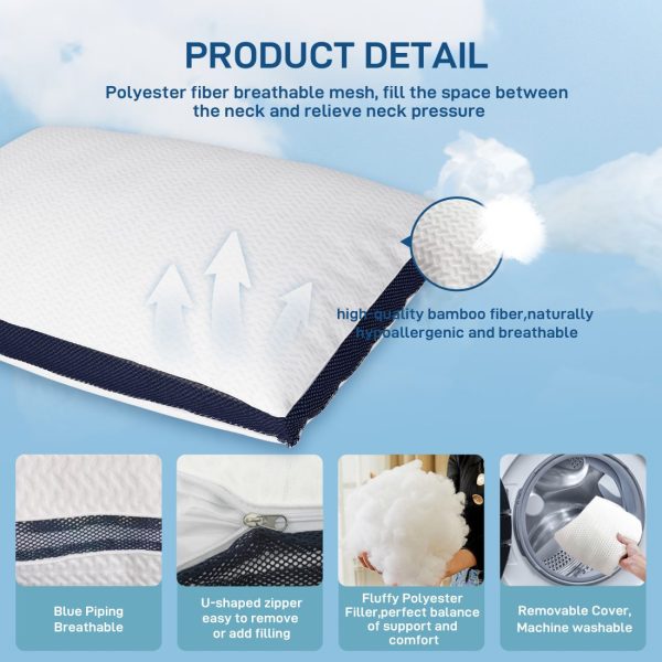 Adjustable Bed Pillows with Removable Bamboo Pillowcase - Image 5