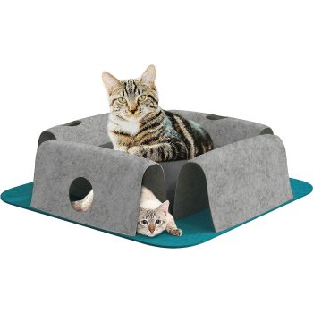2-in-1 Cat Tunnel Bed with Play Nest Cave Tunnels for Cats & Kittens