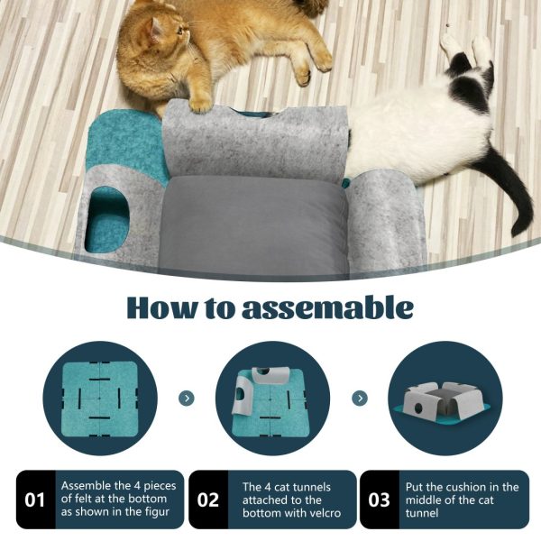 2-in-1 Cat Tunnel Bed with Play Nest Cave Tunnels for Cats & Kittens - Image 10