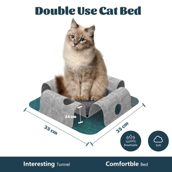 2-in-1 Cat Tunnel Bed with Play Nest Cave Tunnels for Cats & Kittens - Image 11