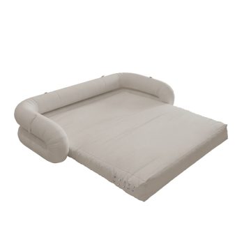 Foldable Floor Couch Bed for Living Room, Beige Micro Fabric