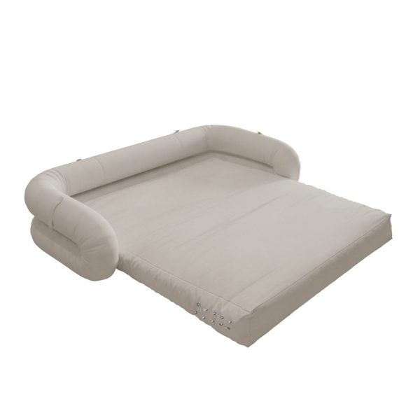 Foldable Floor Couch Bed for Living Room, Beige Micro Fabric
