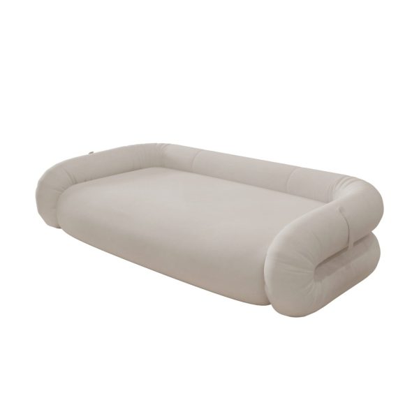Foldable Floor Couch Bed for Living Room, Beige Micro Fabric - Image 15