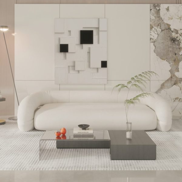 Foldable Floor Couch Bed for Living Room, Beige Micro Fabric - Image 7
