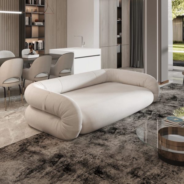 Foldable Floor Couch Bed for Living Room, Beige Micro Fabric - Image 9