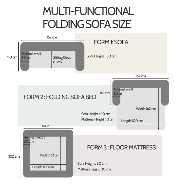 Foldable Floor Couch Bed for Living Room, Beige Micro Fabric - Image 11