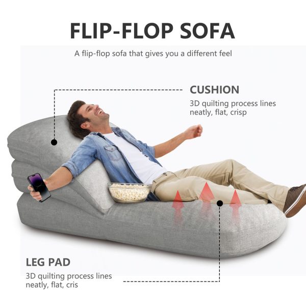 Giant Lazy Floor Sofa Bed for Adults - Adjustable Fold Out Futon Couch - Image 5