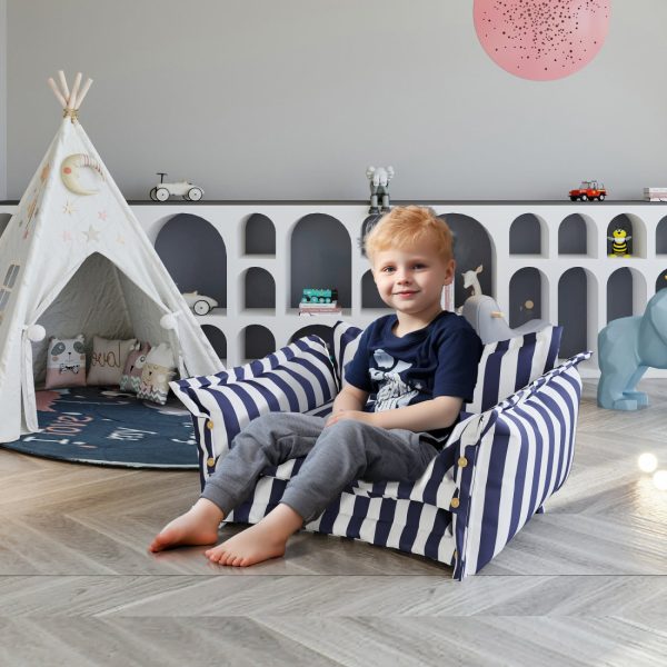 Foldable Kids Sofa Couch Upholstered 2 in 1 Flip Open Seat - Image 2