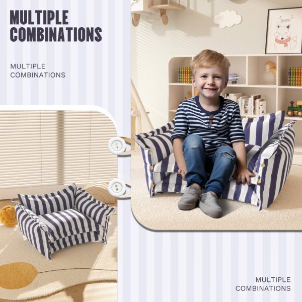 Foldable Kids Sofa Couch Upholstered 2 in 1 Flip Open Seat - Image 4