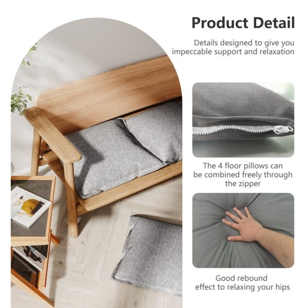 Convertible Floor Cushion Set with Zipper for Indoor Outdoor Seating - Image 5