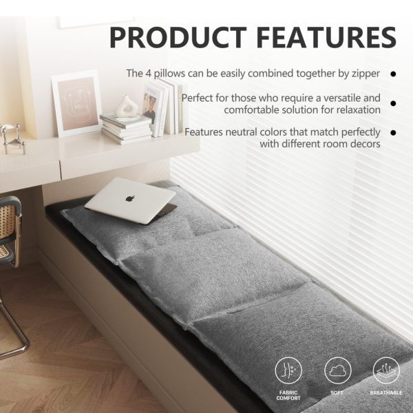 Convertible Floor Cushion Set with Zipper for Indoor Outdoor Seating - Image 2