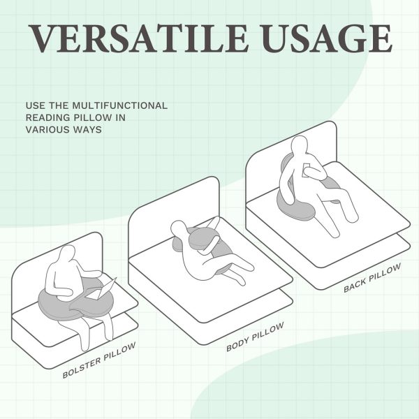 Bed Reading Pillow with Arms, Side Sleeper Pillow for Reading - Image 6
