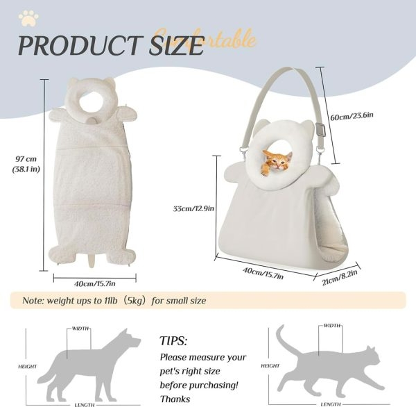 Soft Plush Cat Sling Carrier for Traveling & Shopping - Image 2