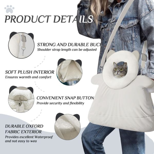 Soft Plush Cat Sling Carrier for Traveling & Shopping - Image 5