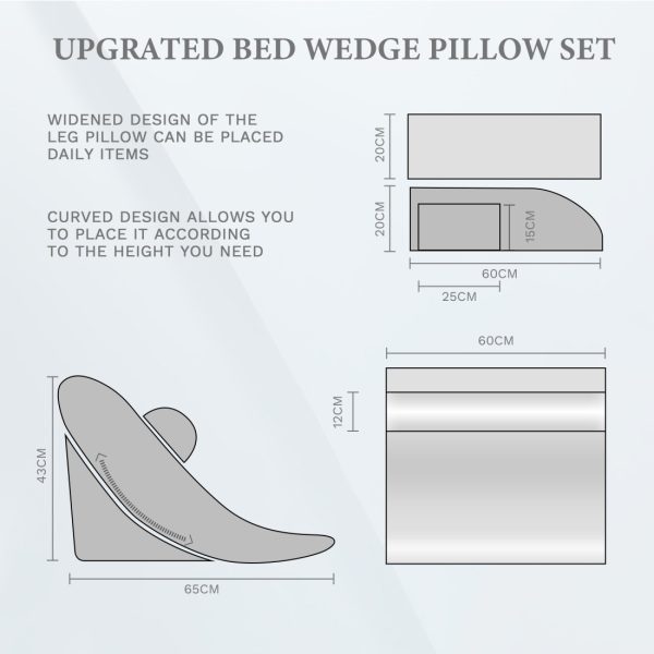 Bed Wedge Pillow Set for Surgery Recovery, Neck and Back Support - Image 14