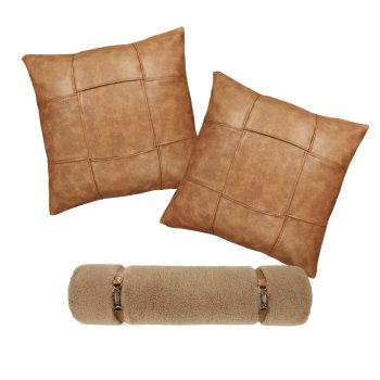 Faux Leather Pillow Covers Set Home Decorative Pillowcase 3 Pcs Sets