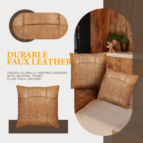 Faux Leather Pillow Covers Set Home Decorative Pillowcase 3 Pcs Sets - Image 5