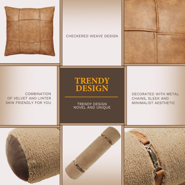 Faux Leather Pillow Covers Set Home Decorative Pillowcase 3 Pcs Sets - Image 8