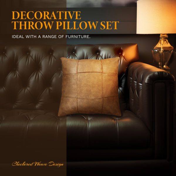Faux Leather Pillow Covers Set Home Decorative Pillowcase 3 Pcs Sets - Image 9
