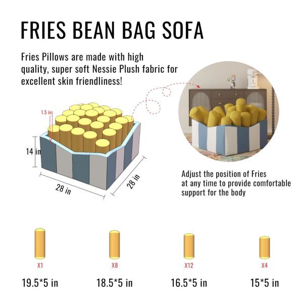 French Fries Bean Bag Chairs Comfy Lounger - Image 4