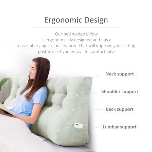 Headboard Pillow Large wedge Bolster Pillow Body Cushions White - Image 7