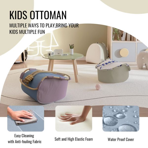 Kids Ottoman Footrest Stool - Flexible Seating - 2 Pcs Set - Image 3