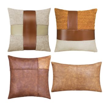 Luxury Patchwork Leather Lambskin Throw Pillow Covers