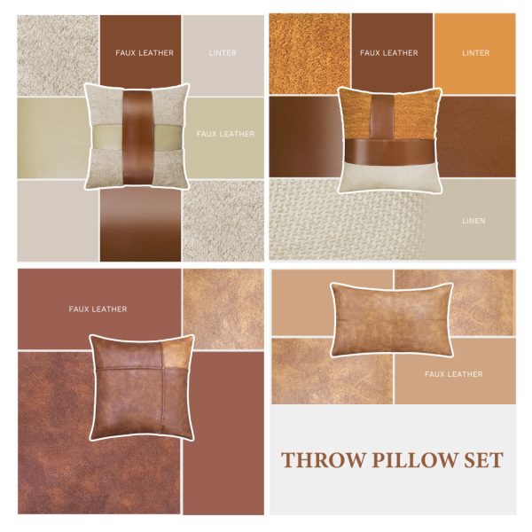 Luxury Patchwork Leather Lambskin Throw Pillow Covers - Image 4