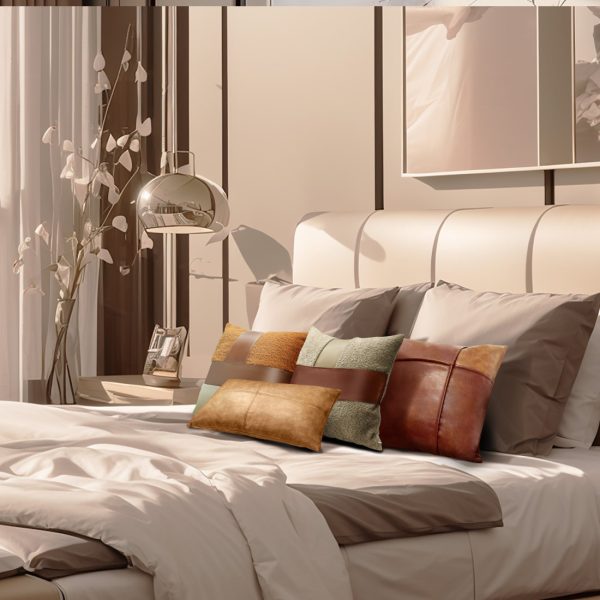 Luxury Patchwork Leather Lambskin Throw Pillow Covers - Image 15