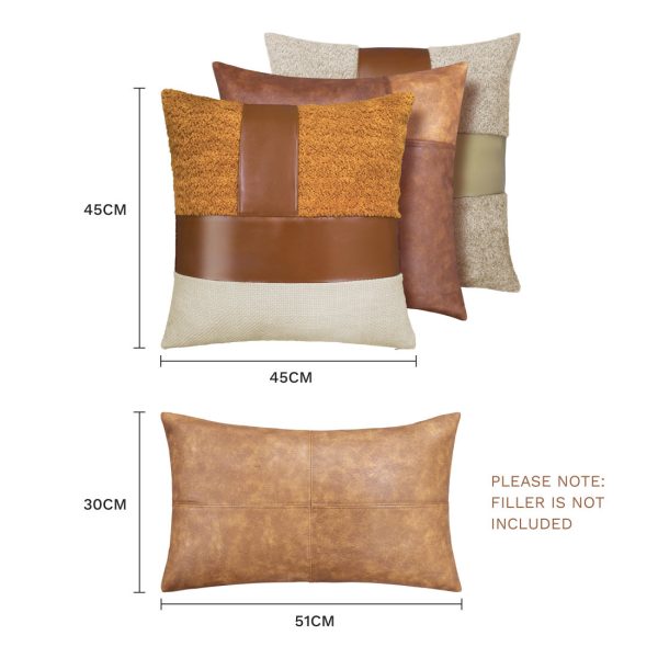 Luxury Patchwork Leather Lambskin Throw Pillow Covers - Image 17