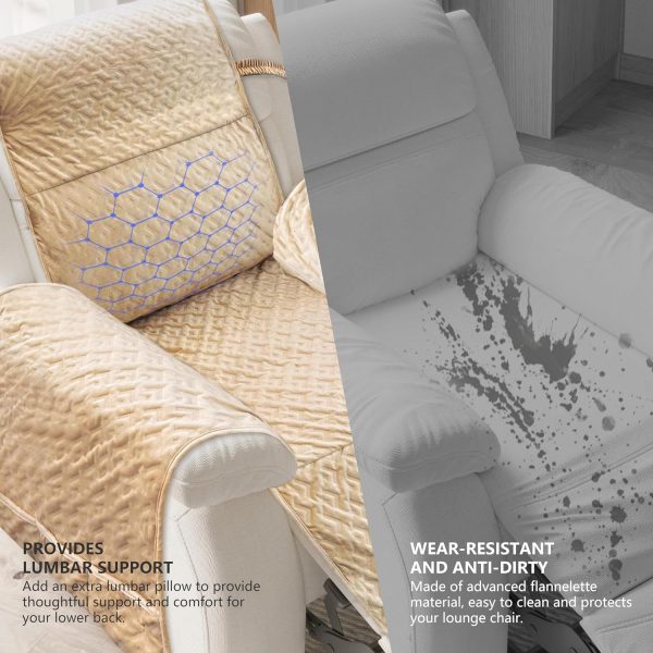Non Slip Quilted Chair Cover with Lumbar Pillow and Pockets - Image 5