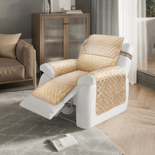Non Slip Quilted Chair Cover with Lumbar Pillow and Pockets - Image 7