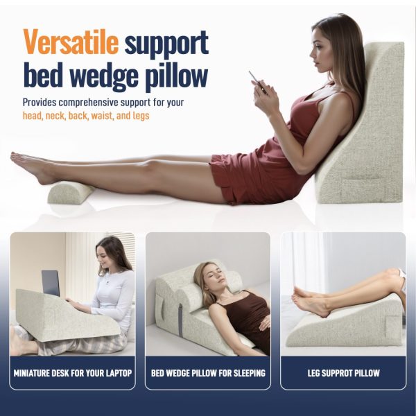 Adjustable Wedge Support Pillow - Ergonomic Reading Pillow Linen - Image 11