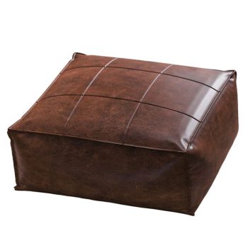 Square Leather Pouf Ottoman - Stylish Footrest Cushion