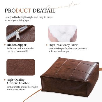 square leather pouf ottoman floor pillow tatami 586
