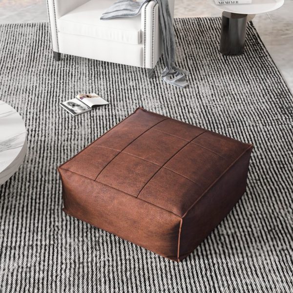 Square Leather Pouf Ottoman - Stylish Footrest Cushion - Image 11