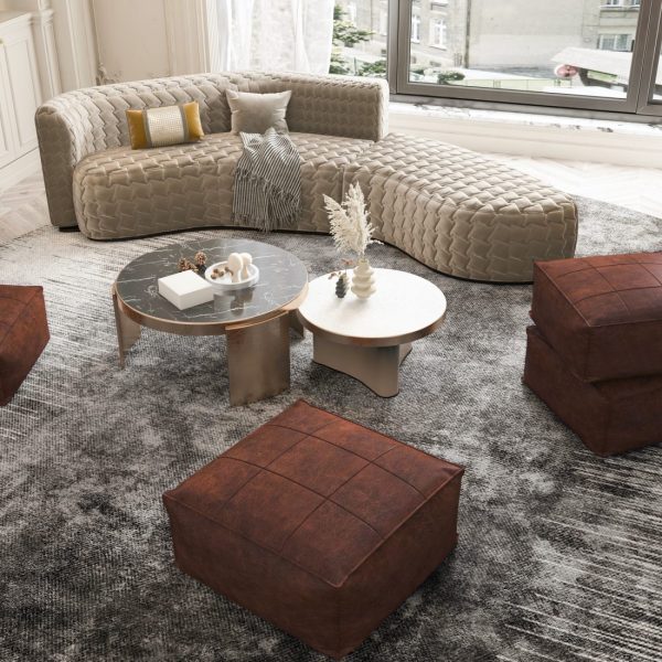 Square Leather Pouf Ottoman - Stylish Footrest Cushion - Image 13