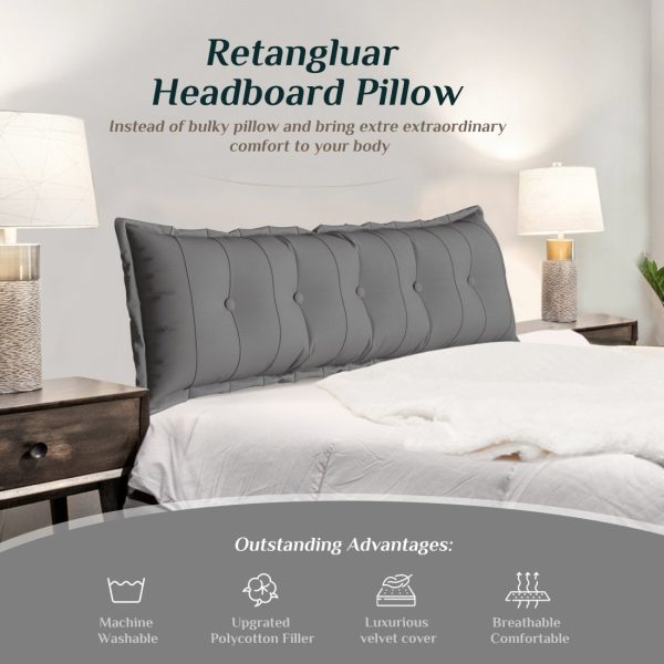 Large Headboard Reading Pillow Bolster Body Pillow Gray - Image 6