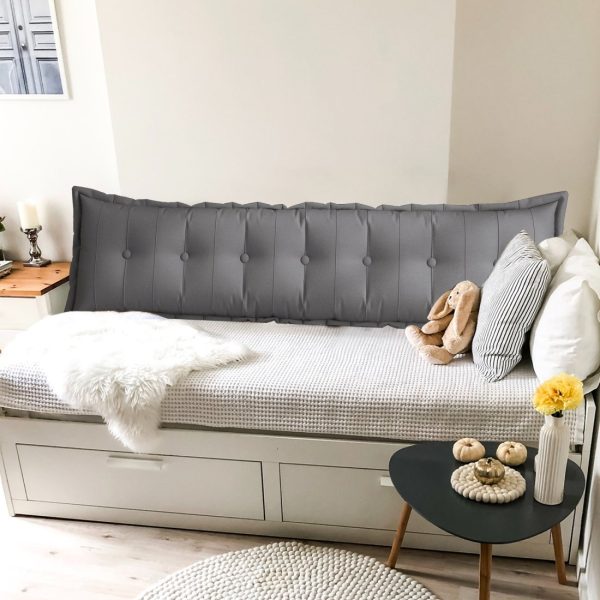Large Headboard Reading Pillow Bolster Body Pillow Gray - Image 11