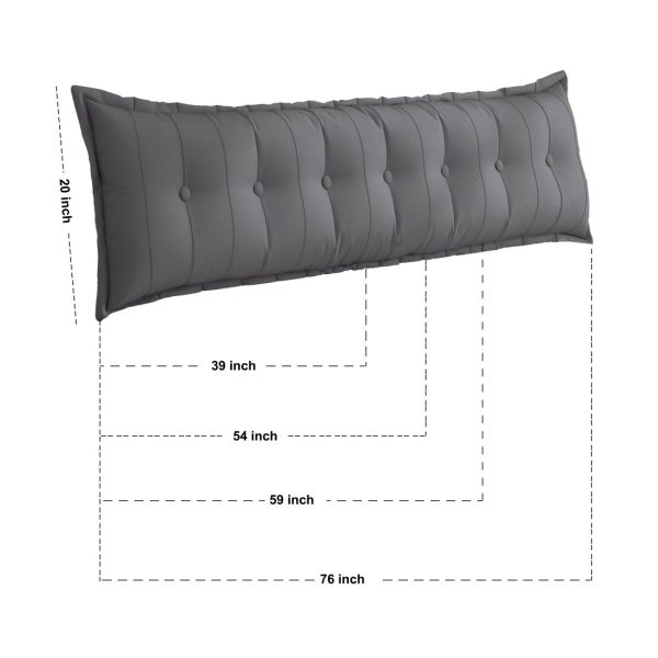 Large Headboard Reading Pillow Bolster Body Pillow Gray - Image 14