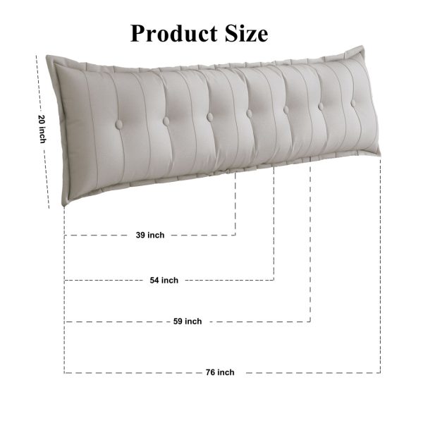 Large Headboard Reading Pillow Bolster Body Pillow Off-White - Image 11