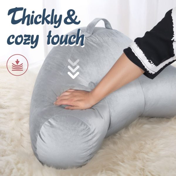 Big Gray Bed Reading Pillow with Arms & Lumbar Support - Image 6