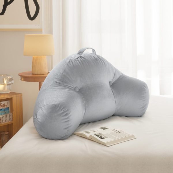 Big Gray Bed Reading Pillow with Arms & Lumbar Support - Image 7