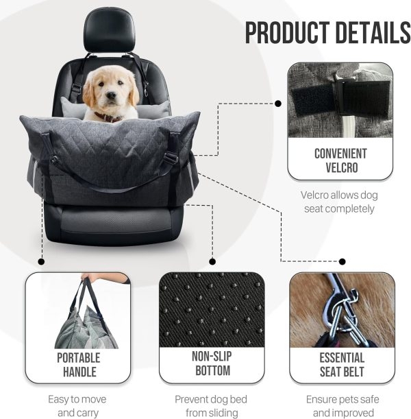 Dog Car Seat for Large/Medium Dogs - Booster Bed with Storage - Image 5