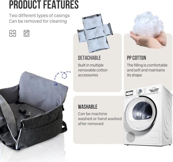 Dog Car Seat for Large/Medium Dogs - Booster Bed with Storage - Image 6