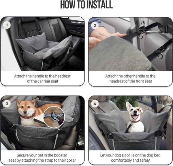 Dog Car Seat for Large/Medium Dogs - Booster Bed with Storage - Image 7
