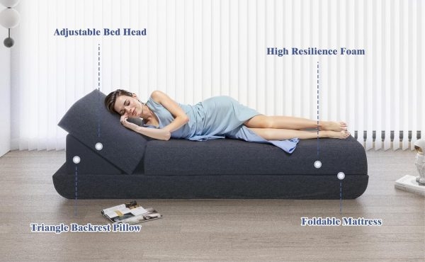 Large Folding Daybed Sofa with Adjustable Headboard - Image 10